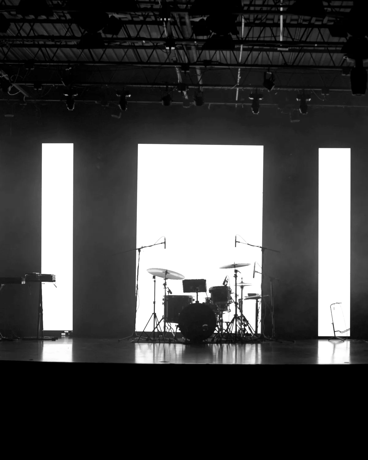 Empty stage set and ready before doors.